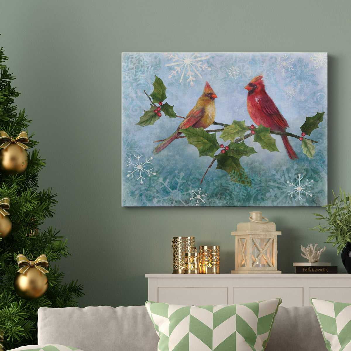 Winter Cardinal Duet II - Premium Gallery Wrapped Canvas  - Ready to Hang