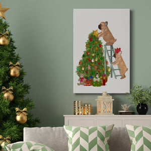 Christmas French Bulldog Tree Ladder - Gallery Wrapped Canvas