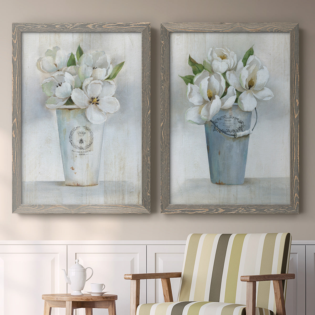 Fleuriste Francais I - Premium Framed Canvas 2 Piece Set - Ready to Hang