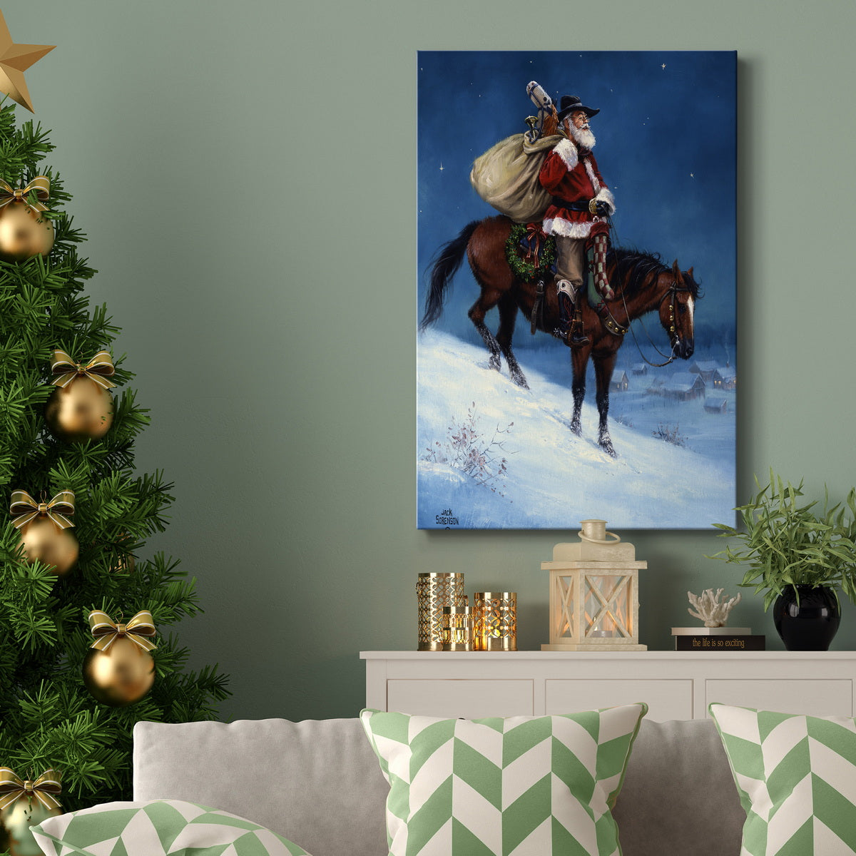 A Cowboy Christmas Premium Gallery Wrapped Canvas - Ready to Hang