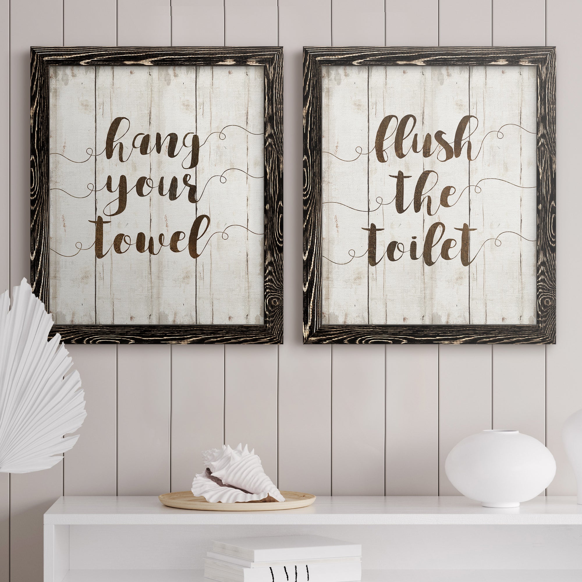 Hang Your Towel- Premium Framed Canvas in Barnwood - Ready to Hang