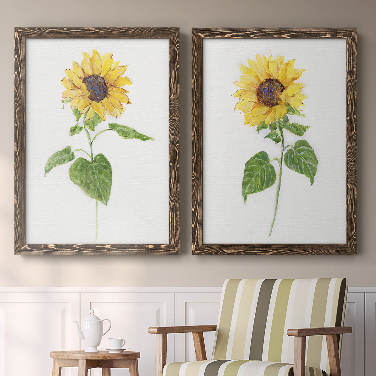 Sunflower I   - Premium Framed Canvas 2 Piece Set - Ready to Hang