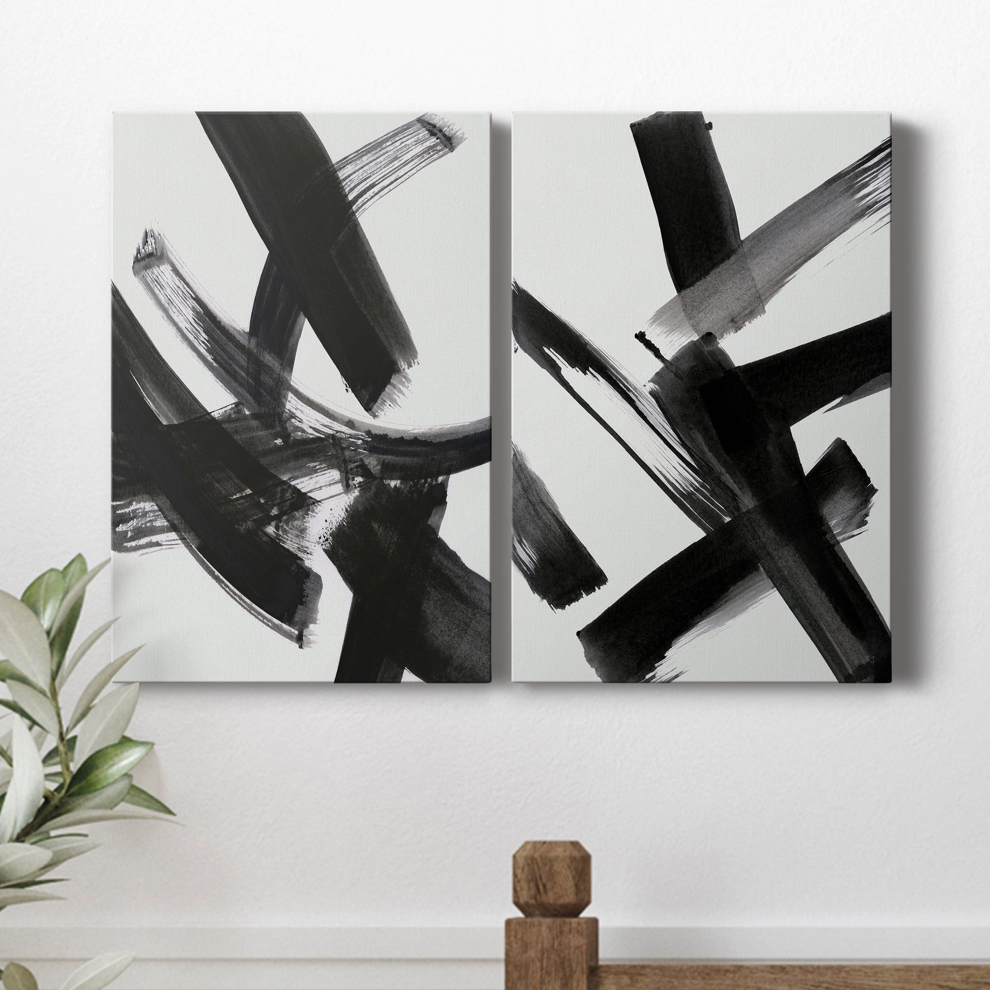 Black Magic I Premium Gallery Wrapped Canvas - Ready to Hang - Set of 2 - 8 x 12 Each