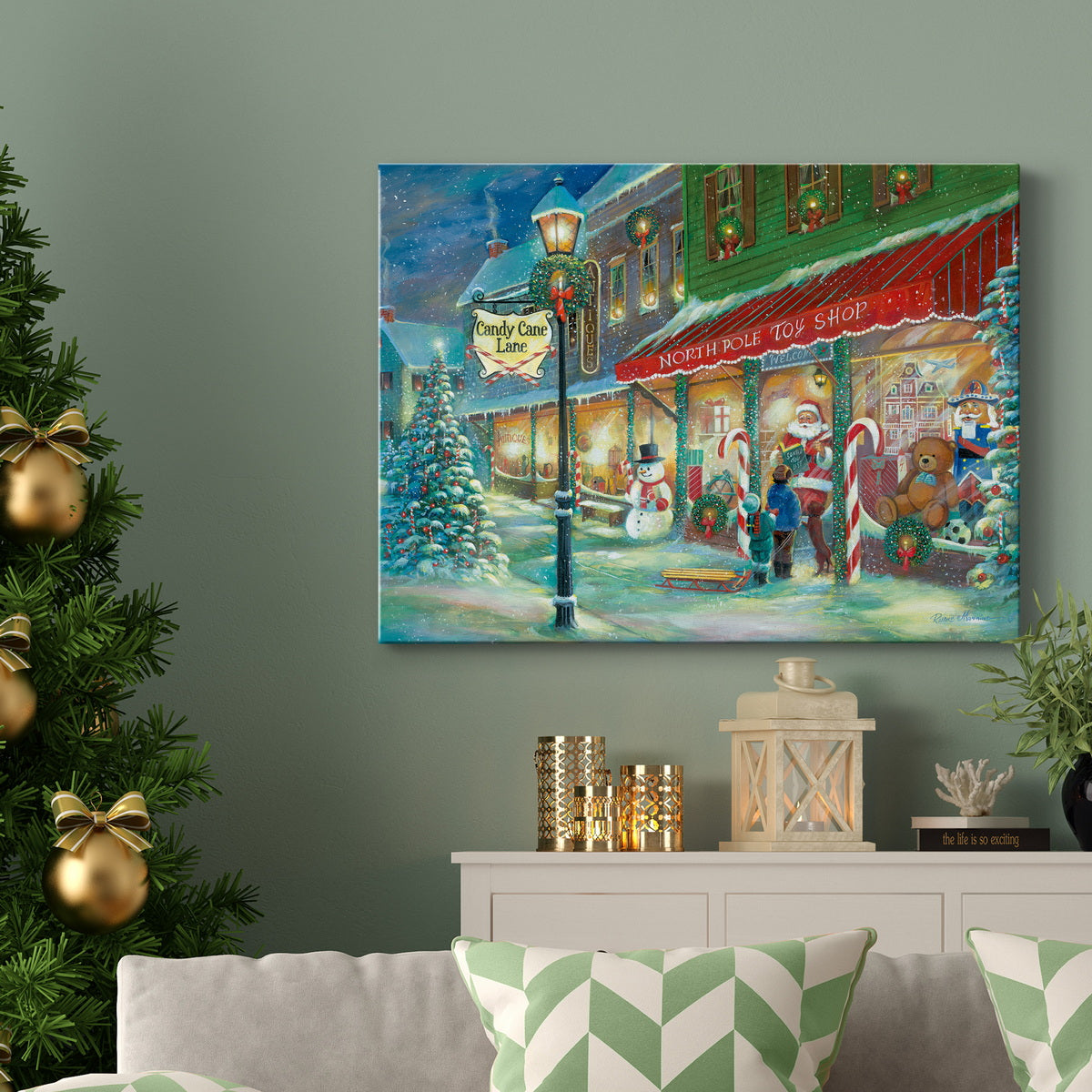Candy Cane Lane - Premium Gallery Wrapped Canvas  - Ready to Hang