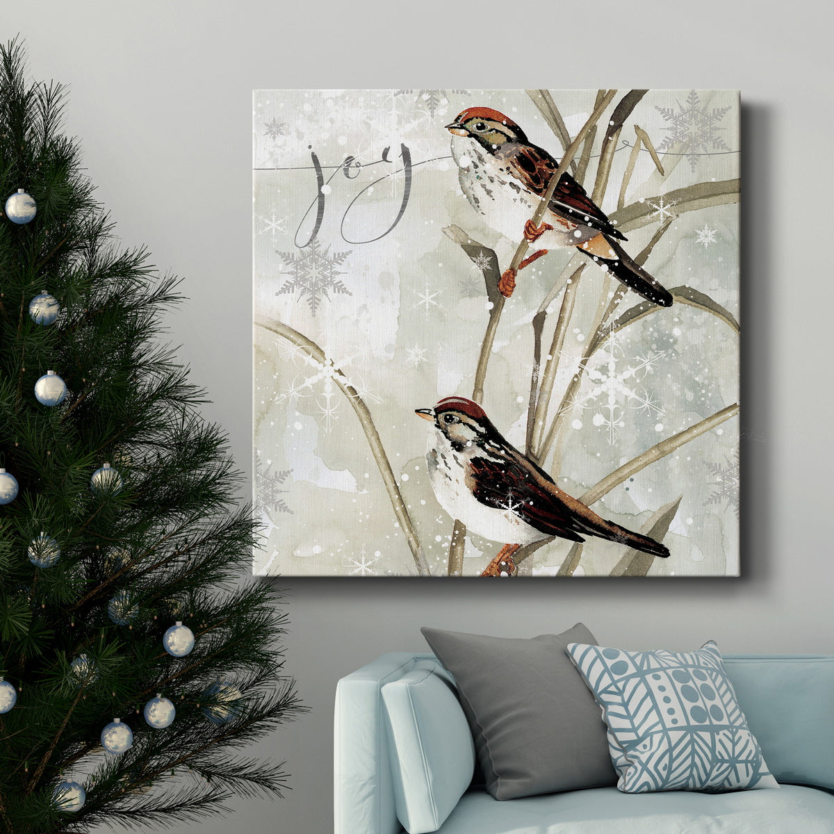 Winter Birds Peace-Premium Gallery Wrapped Canvas - Ready to Hang