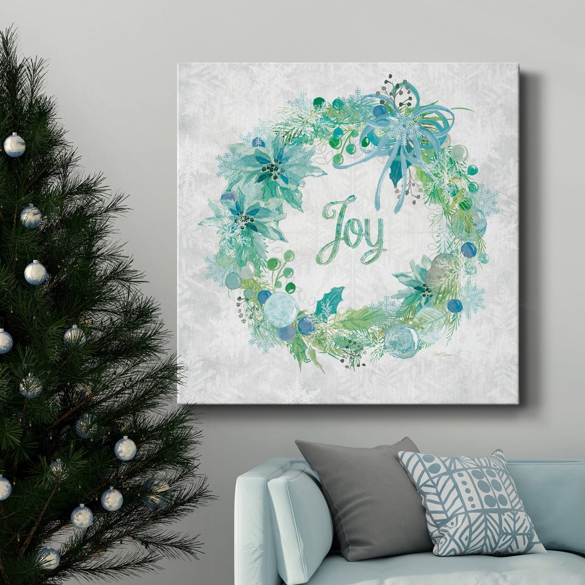 Joy Wreath-Premium Gallery Wrapped Canvas - Ready to Hang