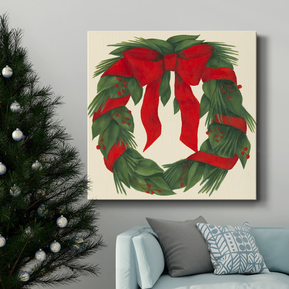 Holiday Wreath-Premium Gallery Wrapped Canvas - Ready to Hang
