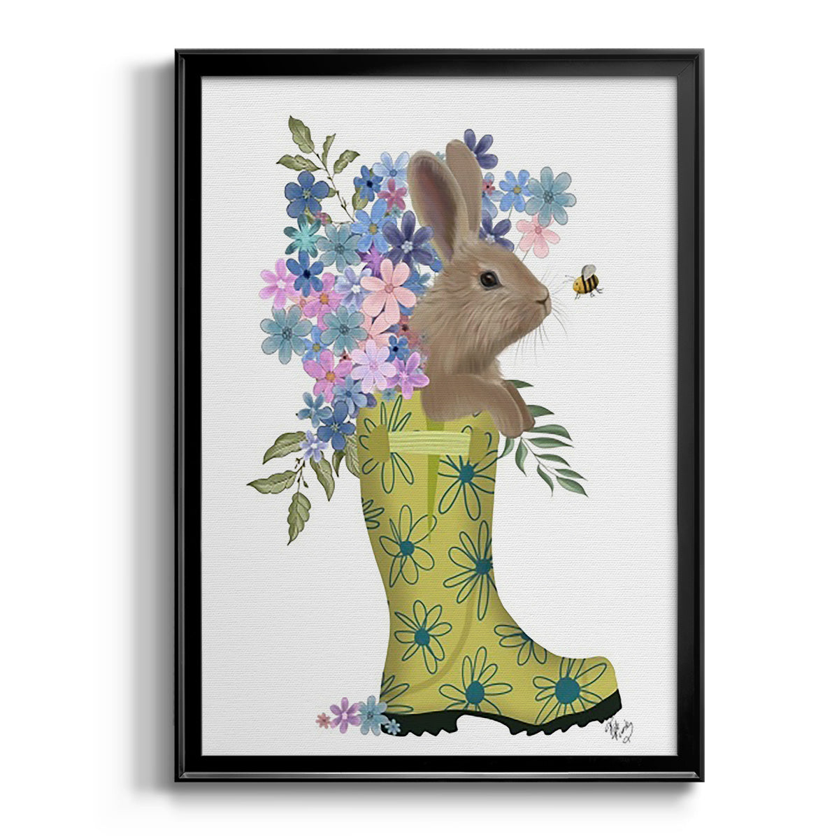 Welly Bunny And Bee Premium Framed Print - Ready to Hang