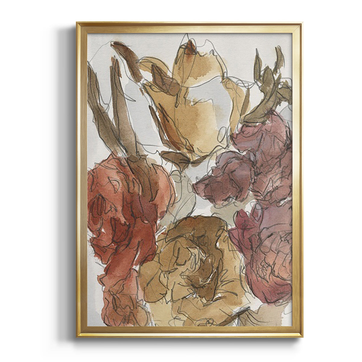 Sepia Botanical Journal I - Modern Framed Canvas Print