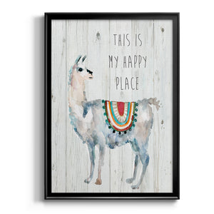 Llama Happy Place Premium Framed Print - Ready to Hang