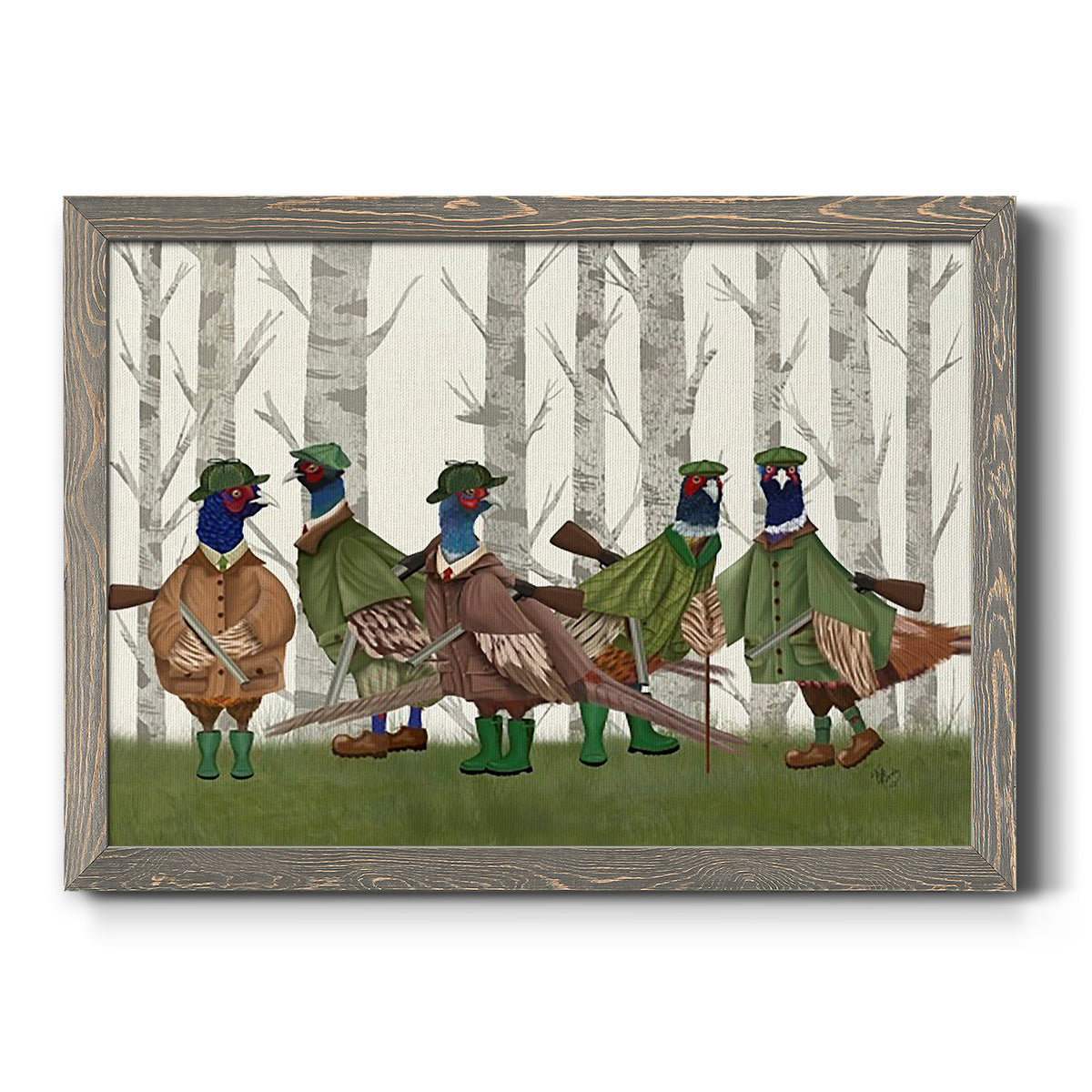 Pheasant Shooting Party Group 3-Premium Framed Canvas - Ready to Hang