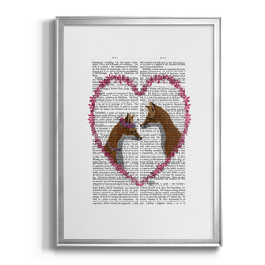 Foxes in Pink Heart Premium Framed Print - Ready to Hang