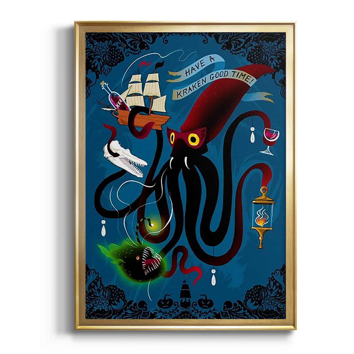 Spooky Cephalopod Chandeliers II Premium Framed Print - Ready to Hang