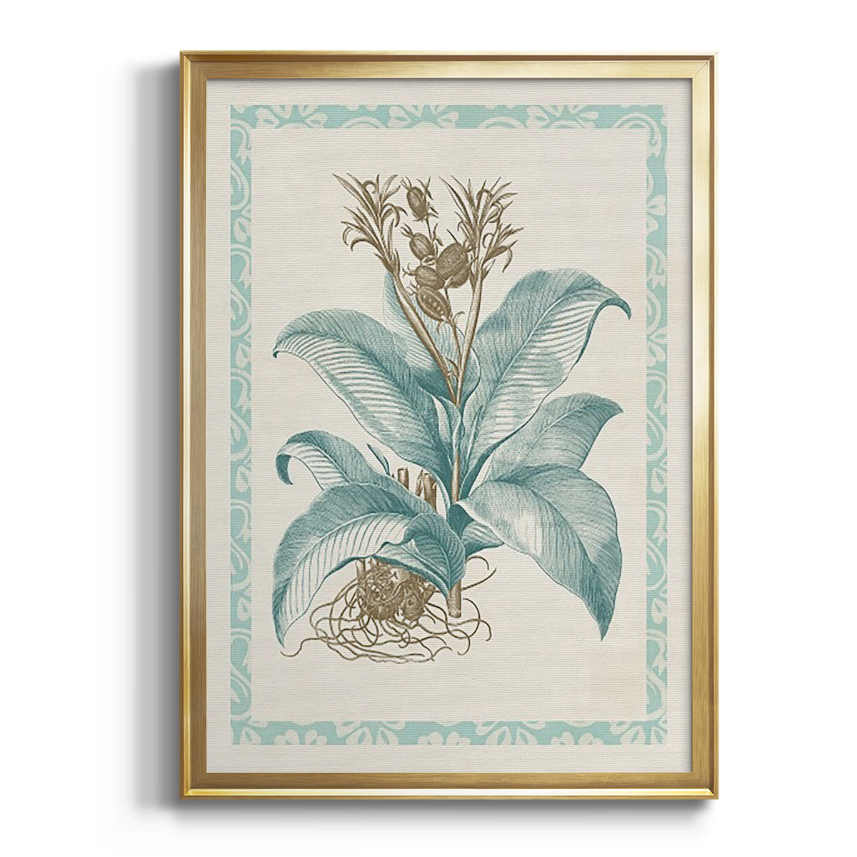 Sepia Botanical Journal I - Modern Framed Canvas Print