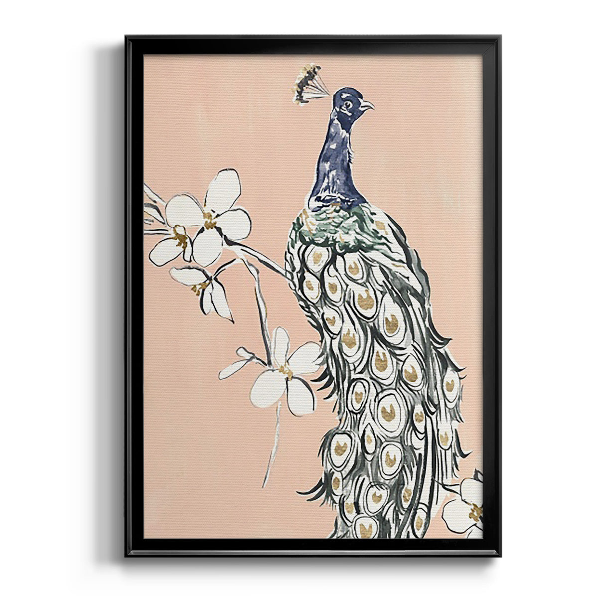 Peacock in Gold III Premium Framed Print - Ready to Hang