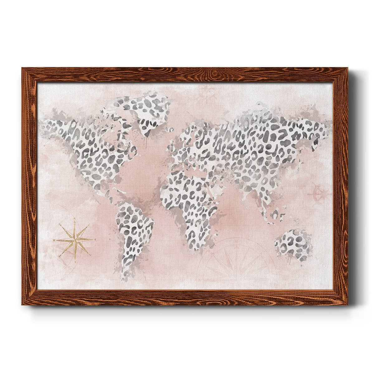 Pink Cheetah Map-Premium Framed Canvas - Ready to Hang