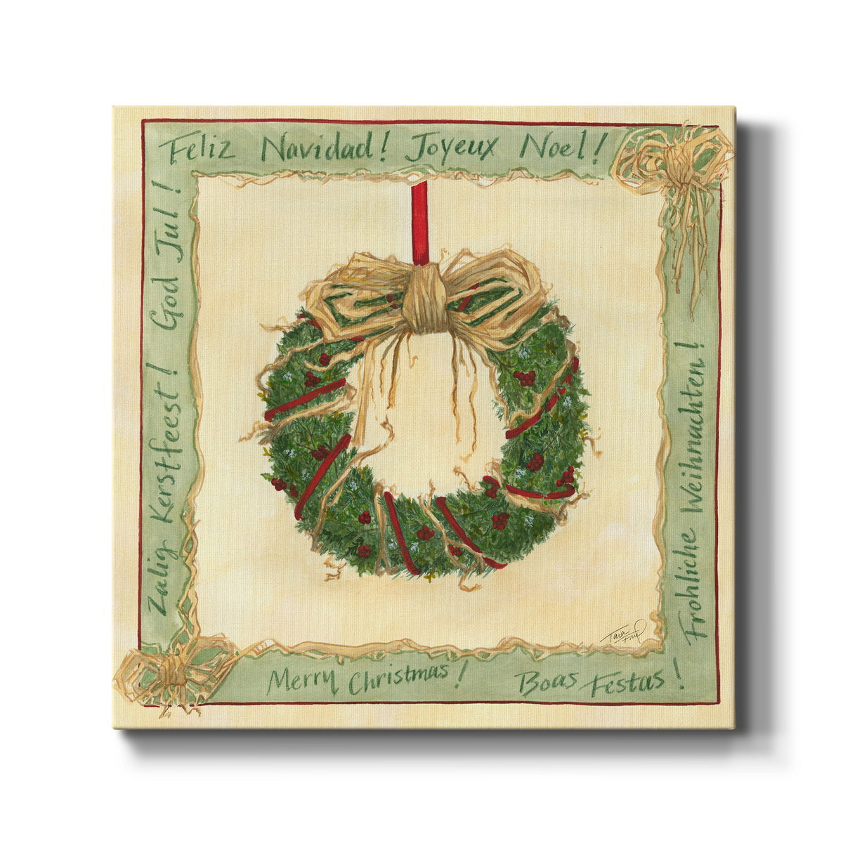 Raffia Wreath I - Canvas Art Print