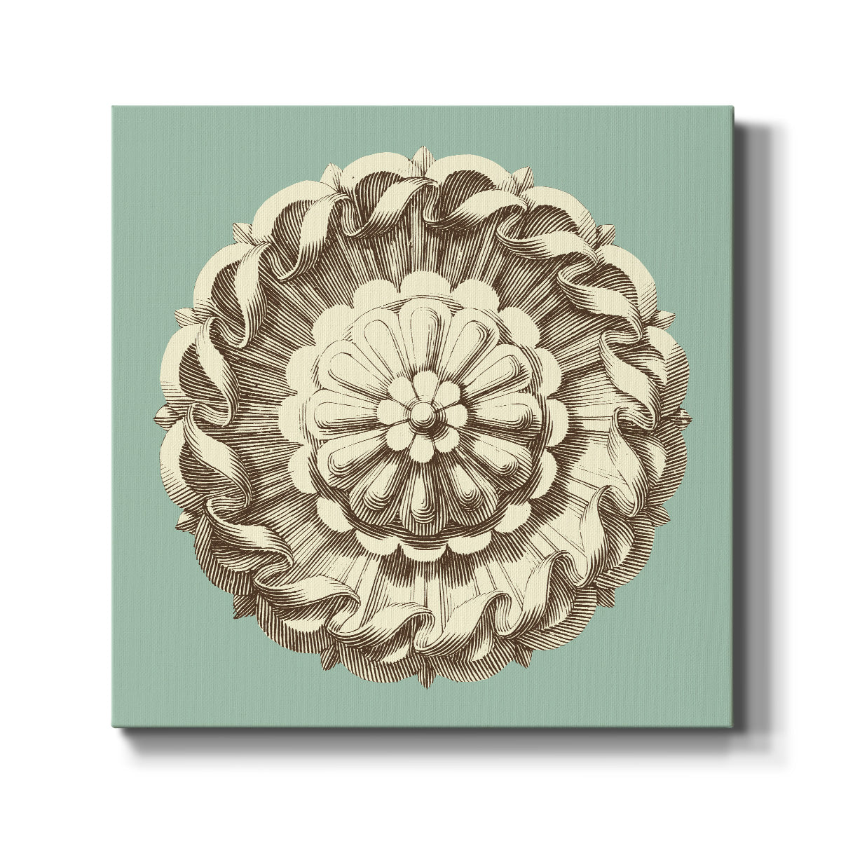 CKd Celadon&Mocha Rosette IV (NC) - Canvas Art Print