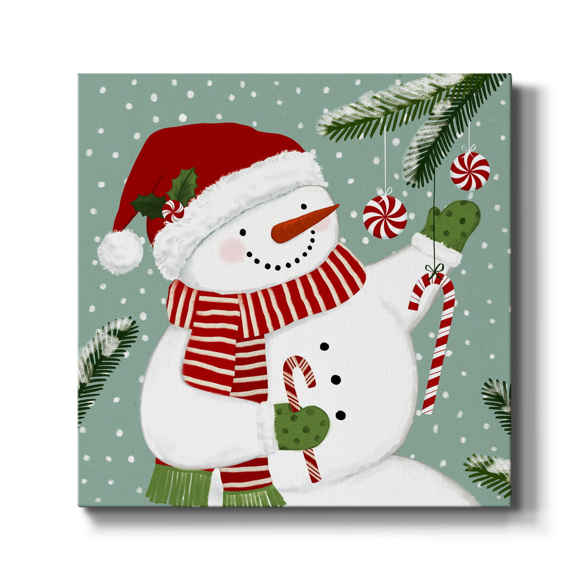Peppermint Snowman I - Canvas Art Print