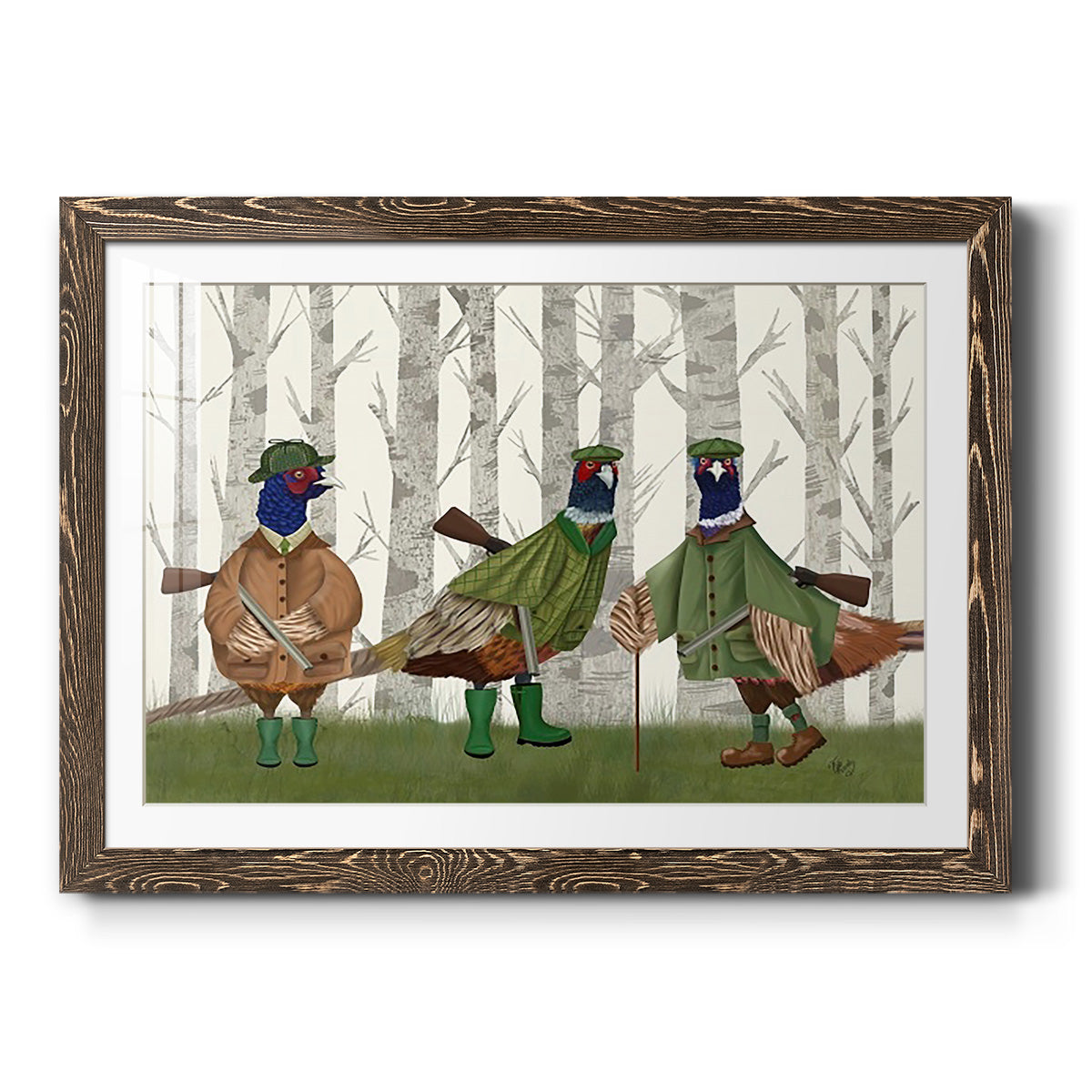 Pheasant Shooting Party Group 2-Premium Framed Print - Ready to Hang