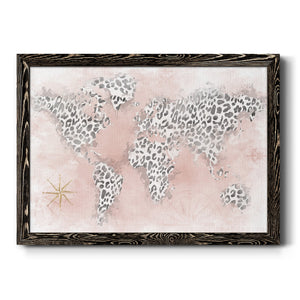 Pink Cheetah Map-Premium Framed Canvas - Ready to Hang