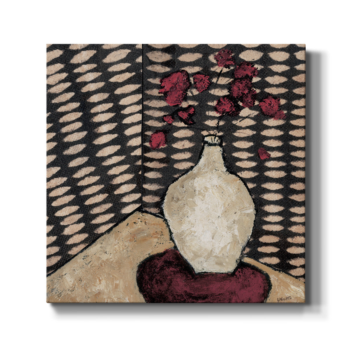 Retro White Vase - Canvas Art Print