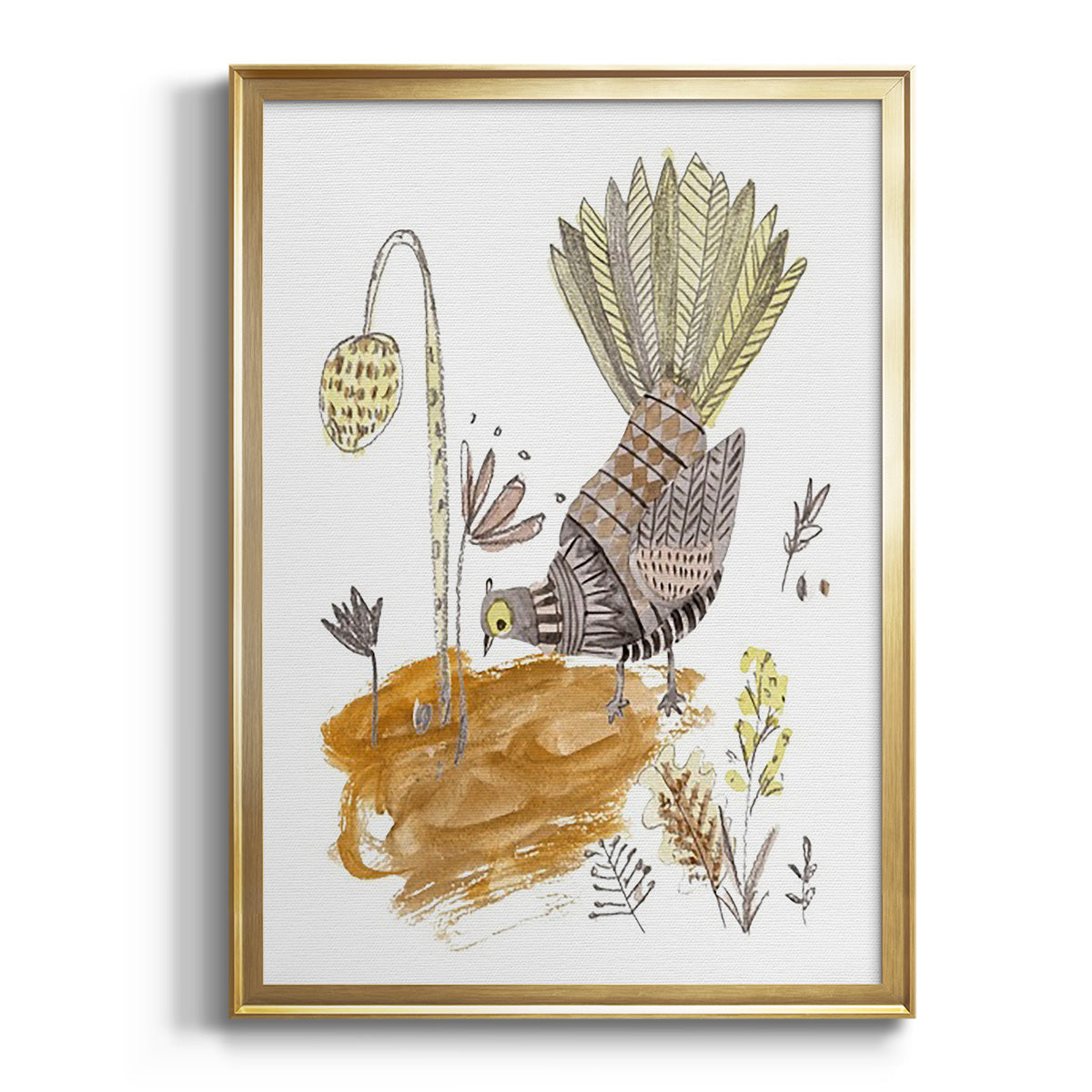 Sepia Botanical Journal I - Modern Framed Canvas Print