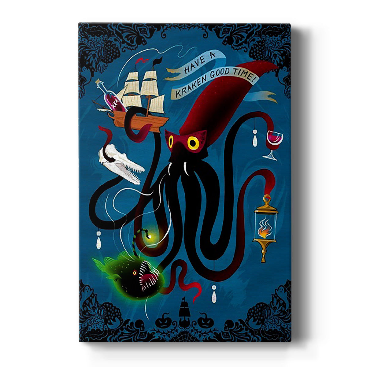 Spooky Cephalopod Chandeliers II Premium Gallery Wrapped Canvas - Ready to Hang