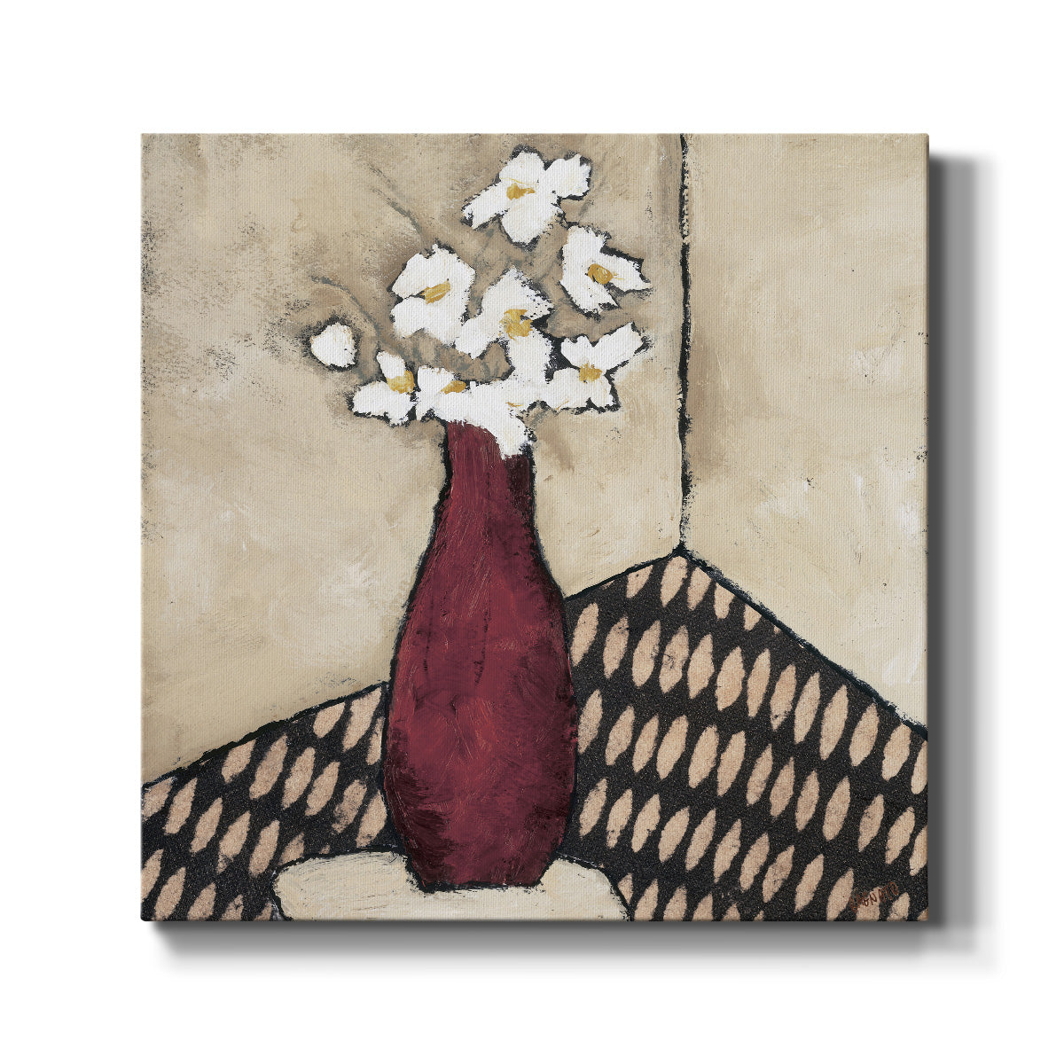 Retro Red Vase - Canvas Art Print