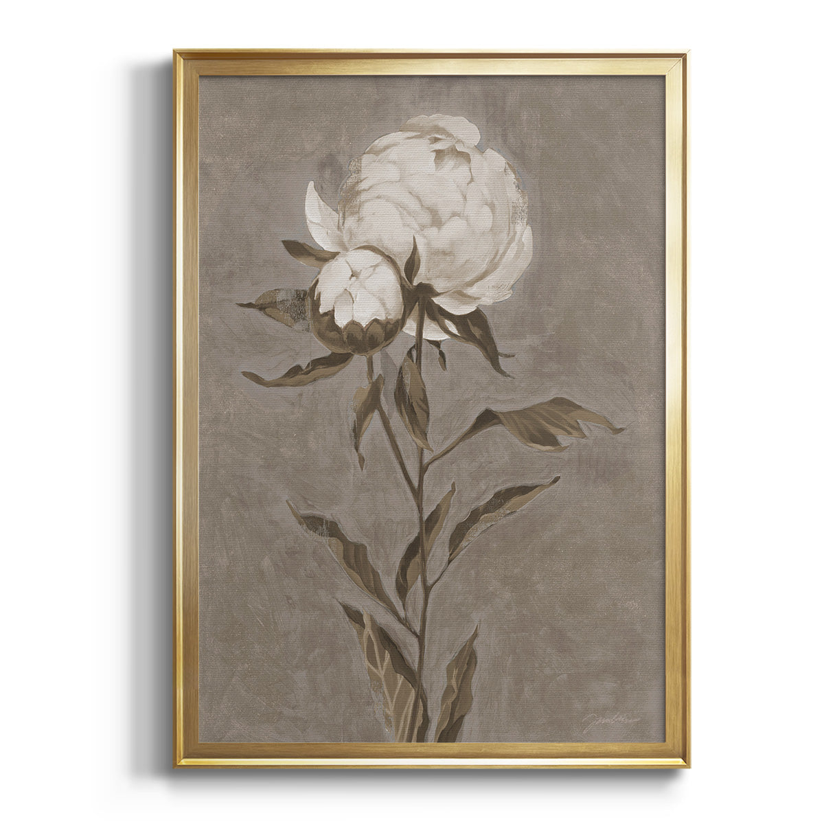 Sepia Botanical Journal I - Modern Framed Canvas Print