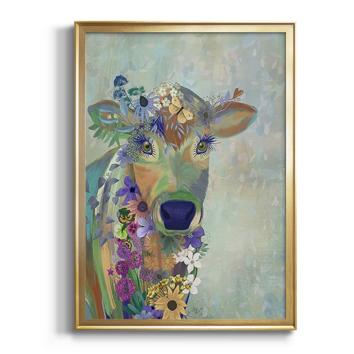 Fantastic Florals Cow Premium Framed Print - Ready to Hang