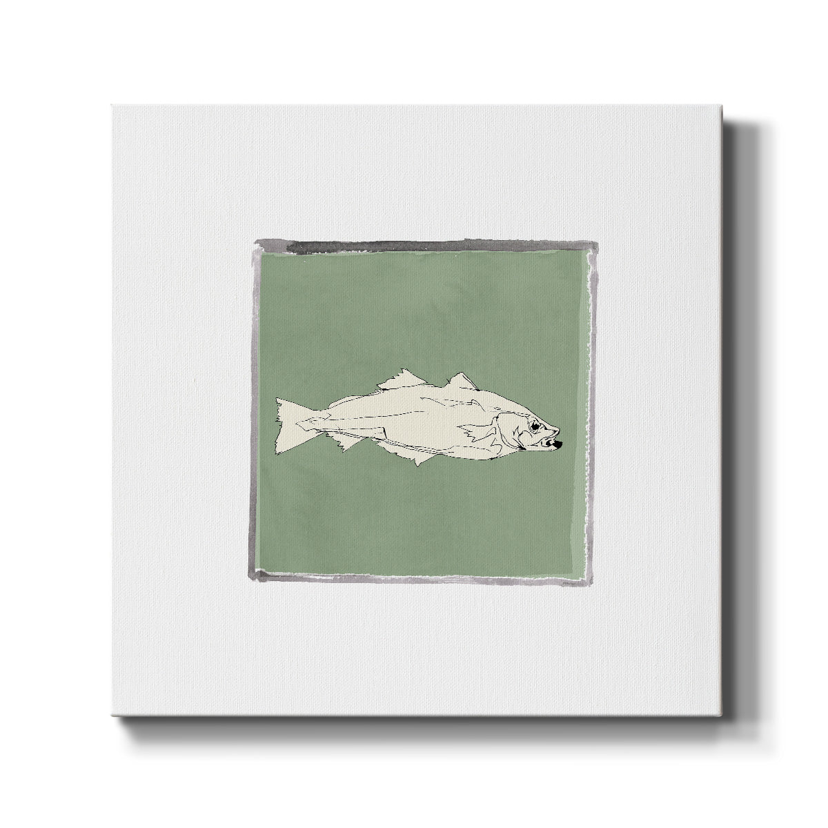 Block Print Fish VI-Premium Gallery Wrapped Canvas - Ready to Hang