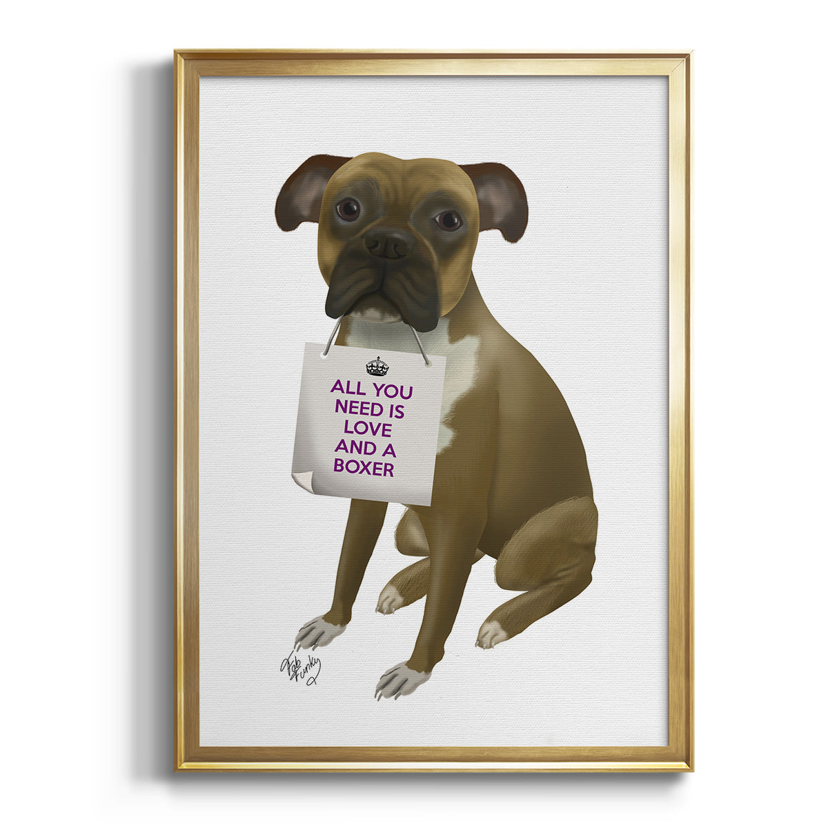 Love and Boxer Premium Framed Print - Ready to Hang
