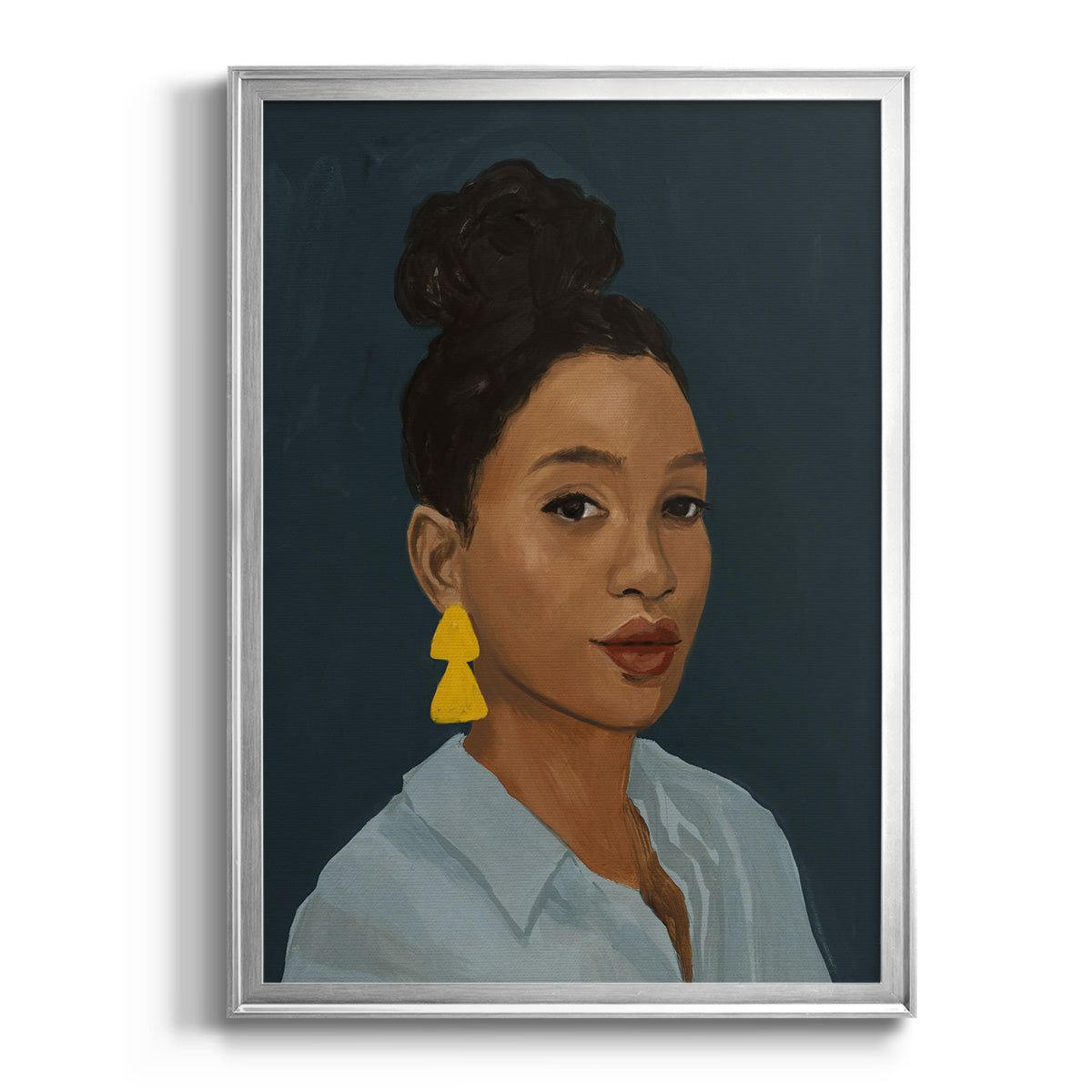 Figure in Yellow Earring Premium Framed Print - Ready to Hang