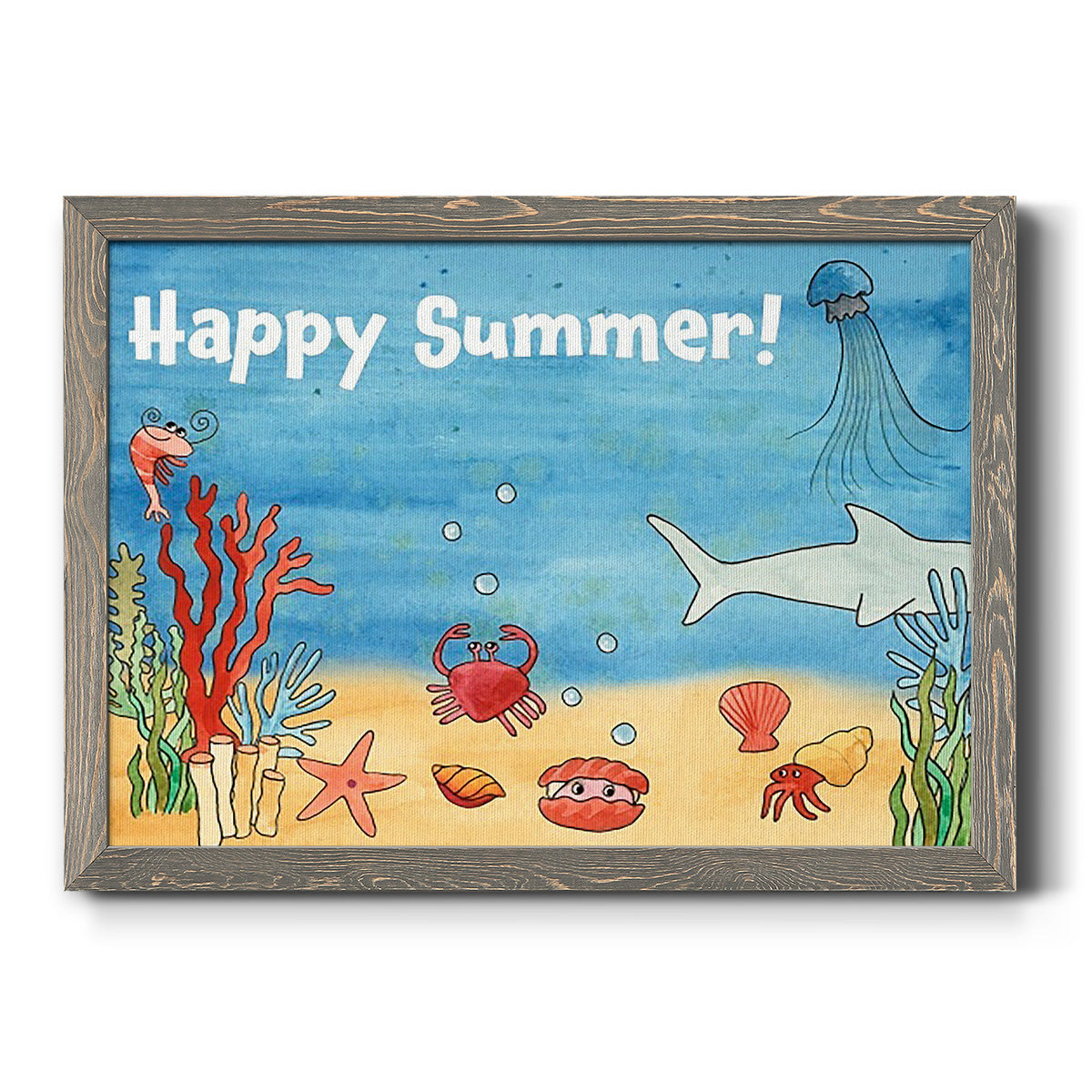 Cute Sea Creatures I-Premium Framed Canvas - Ready to Hang