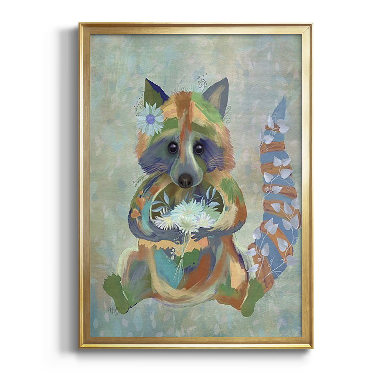 Fantastic Florals Raccoon Premium Framed Print - Ready to Hang