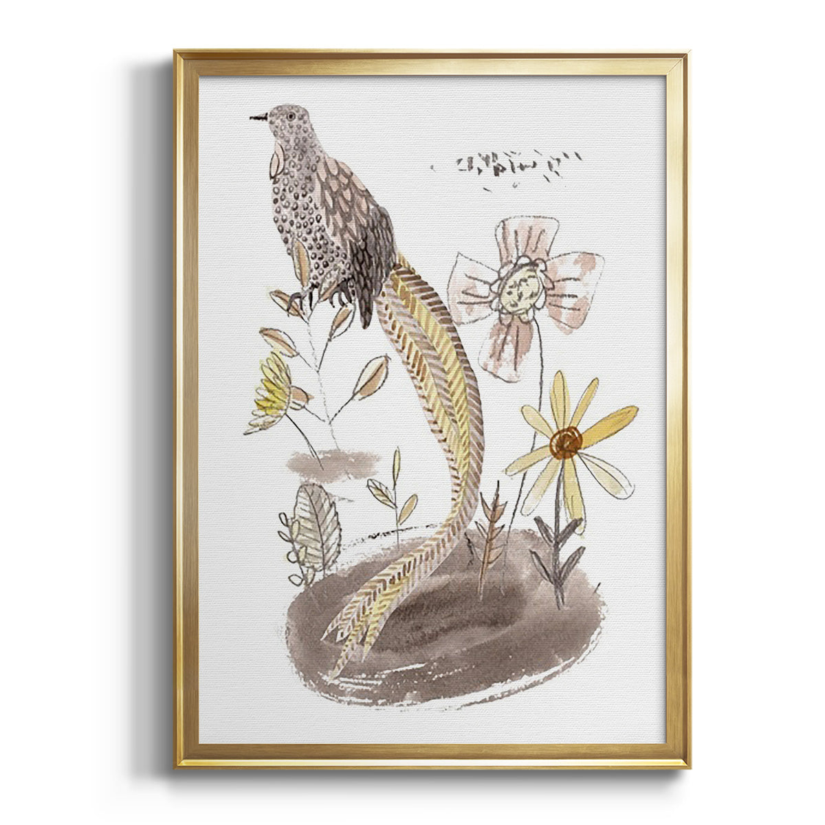 Sepia Botanical Journal I - Modern Framed Canvas Print