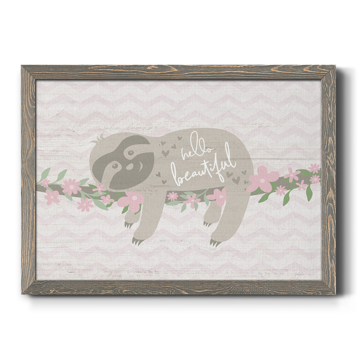 Floral Sloth-Premium Framed Canvas - Ready to Hang
