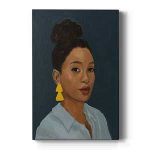Figure in Yellow Earring Premium Gallery Wrapped Canvas - Ready to Hang