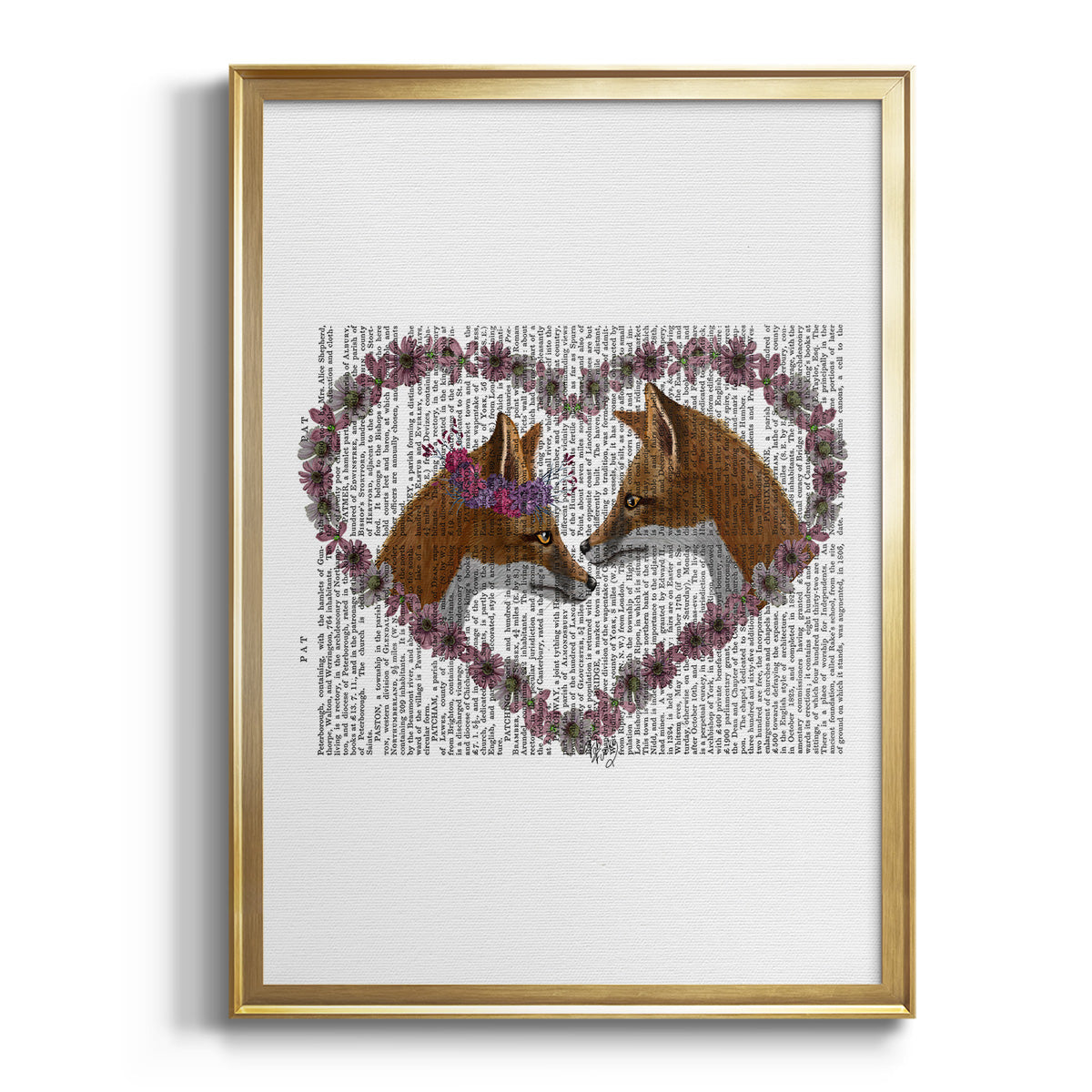 Foxes in Flowers Premium Framed Print - Ready to Hang