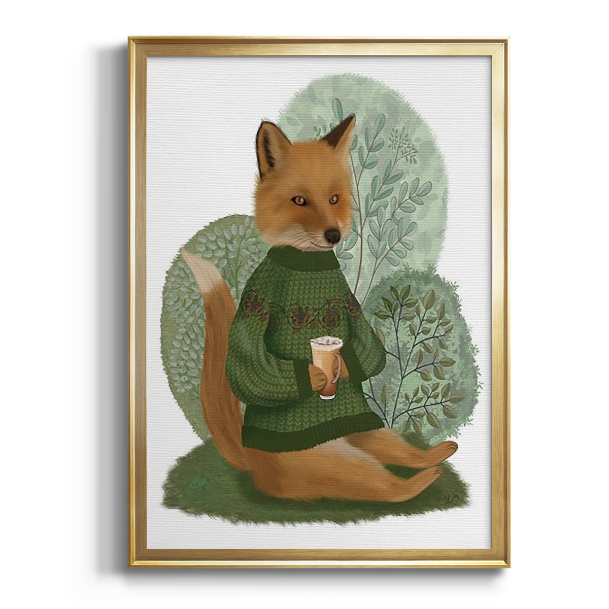 Latte Fox in Sweater Premium Framed Print - Ready to Hang