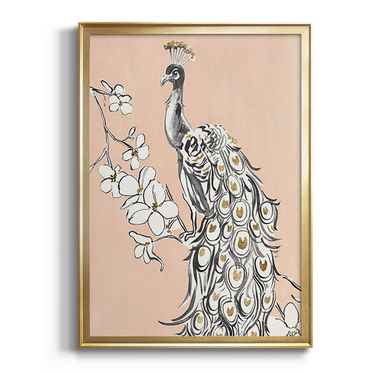 Peacock in Gold II Premium Framed Print - Ready to Hang