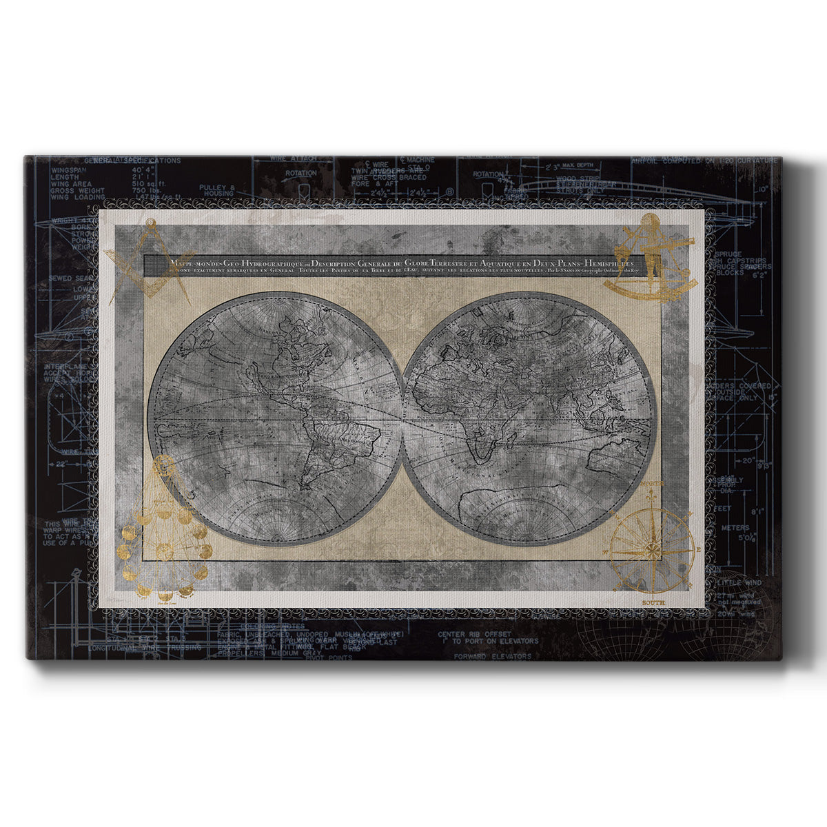 Night World Blueprint - Canvas Art Print