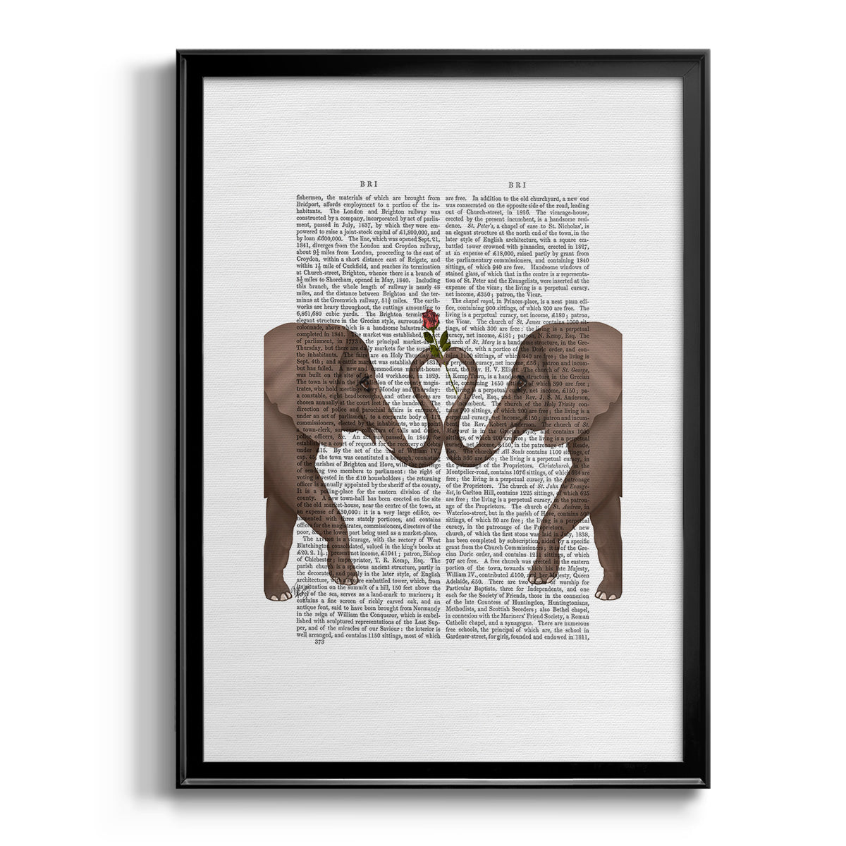 Elephants Heart and Rose Premium Framed Print - Ready to Hang