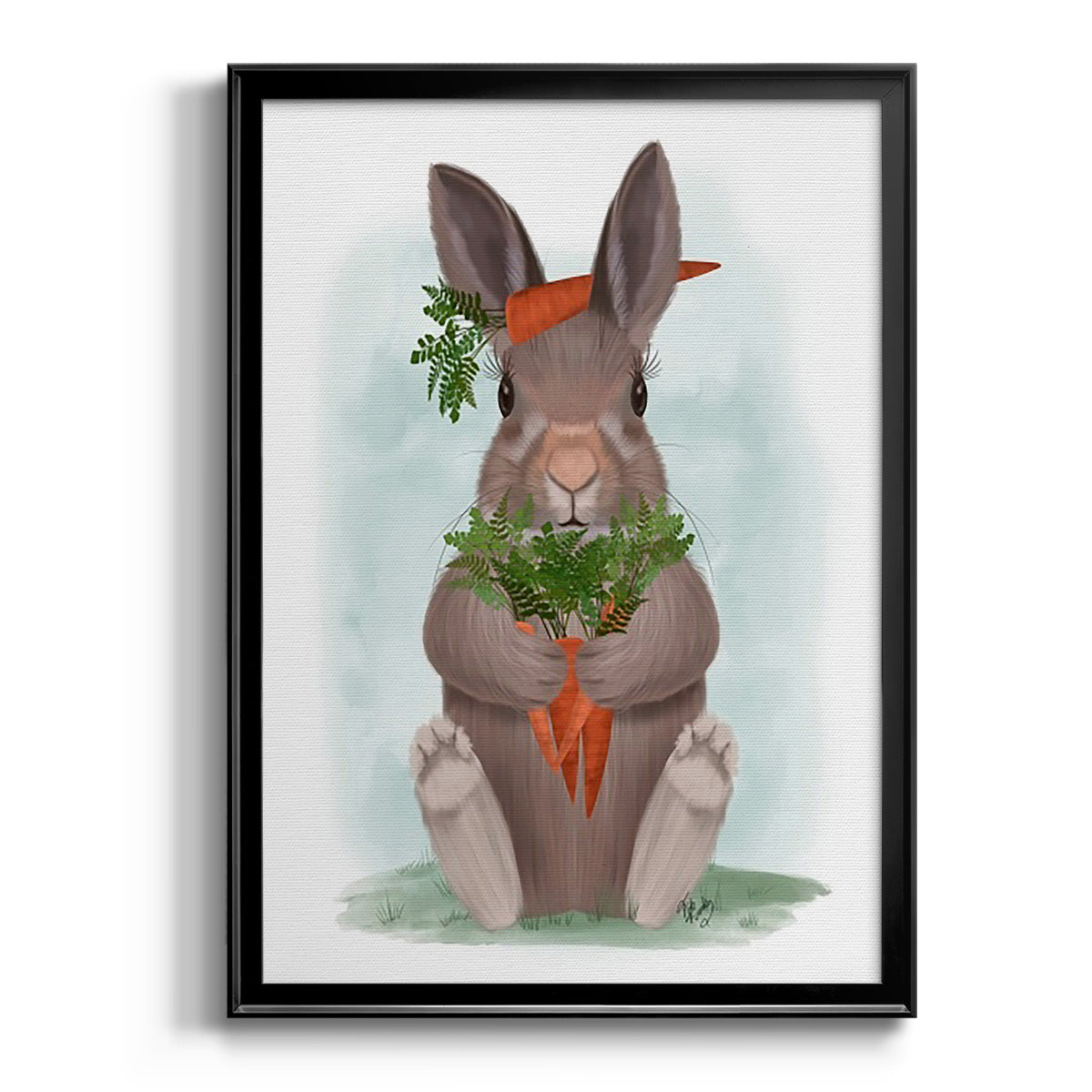 Rabbit Carrot Hug Premium Framed Print - Ready to Hang