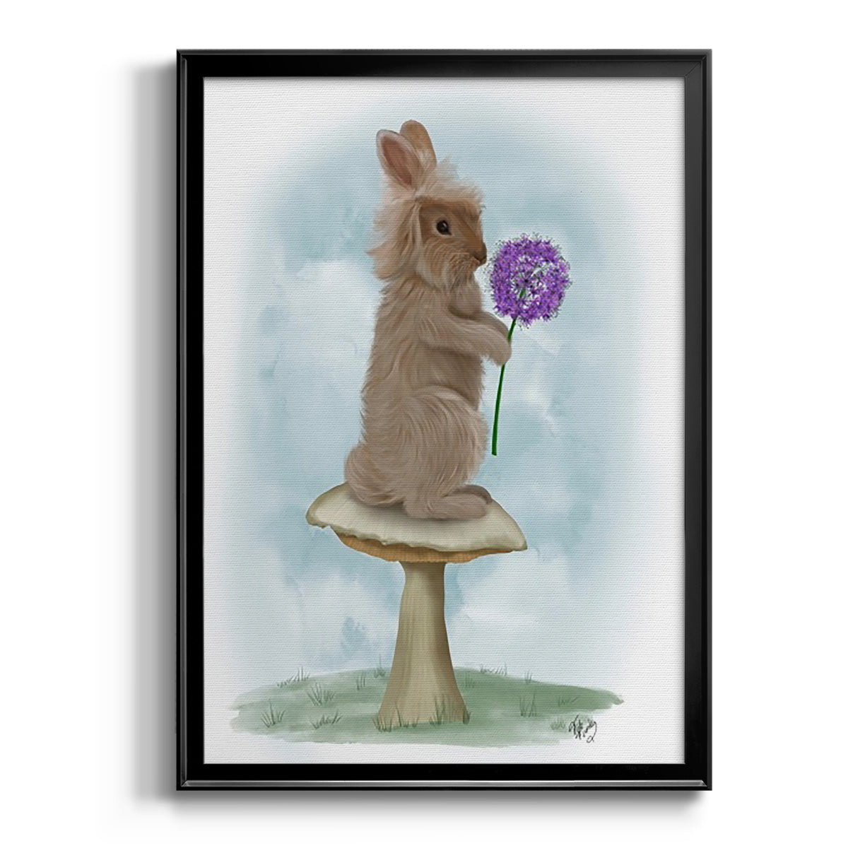 Rabbit and Agapanthus Premium Framed Print - Ready to Hang