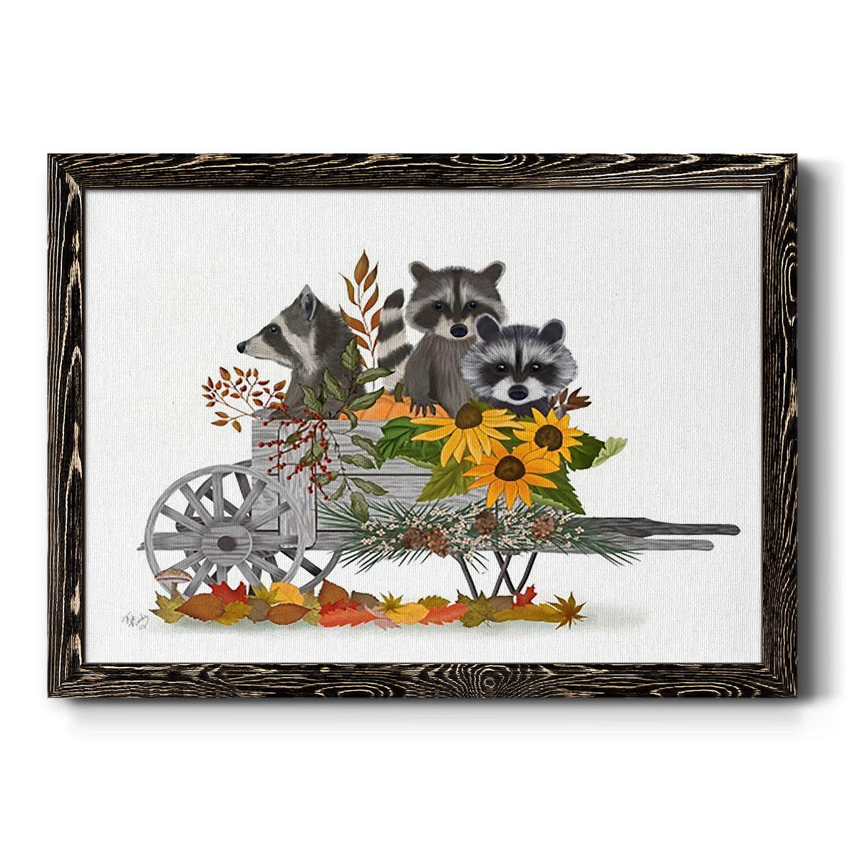 Raccoon Wheelbarrow-Premium Framed Canvas - Ready to Hang