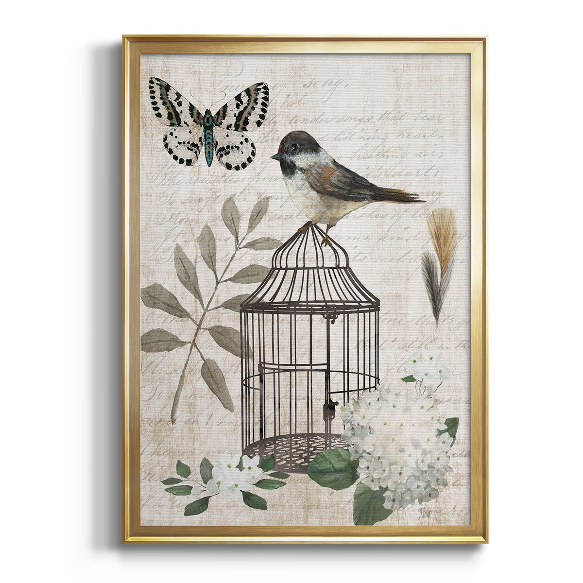 Sepia Botanical Journal I - Modern Framed Canvas Print