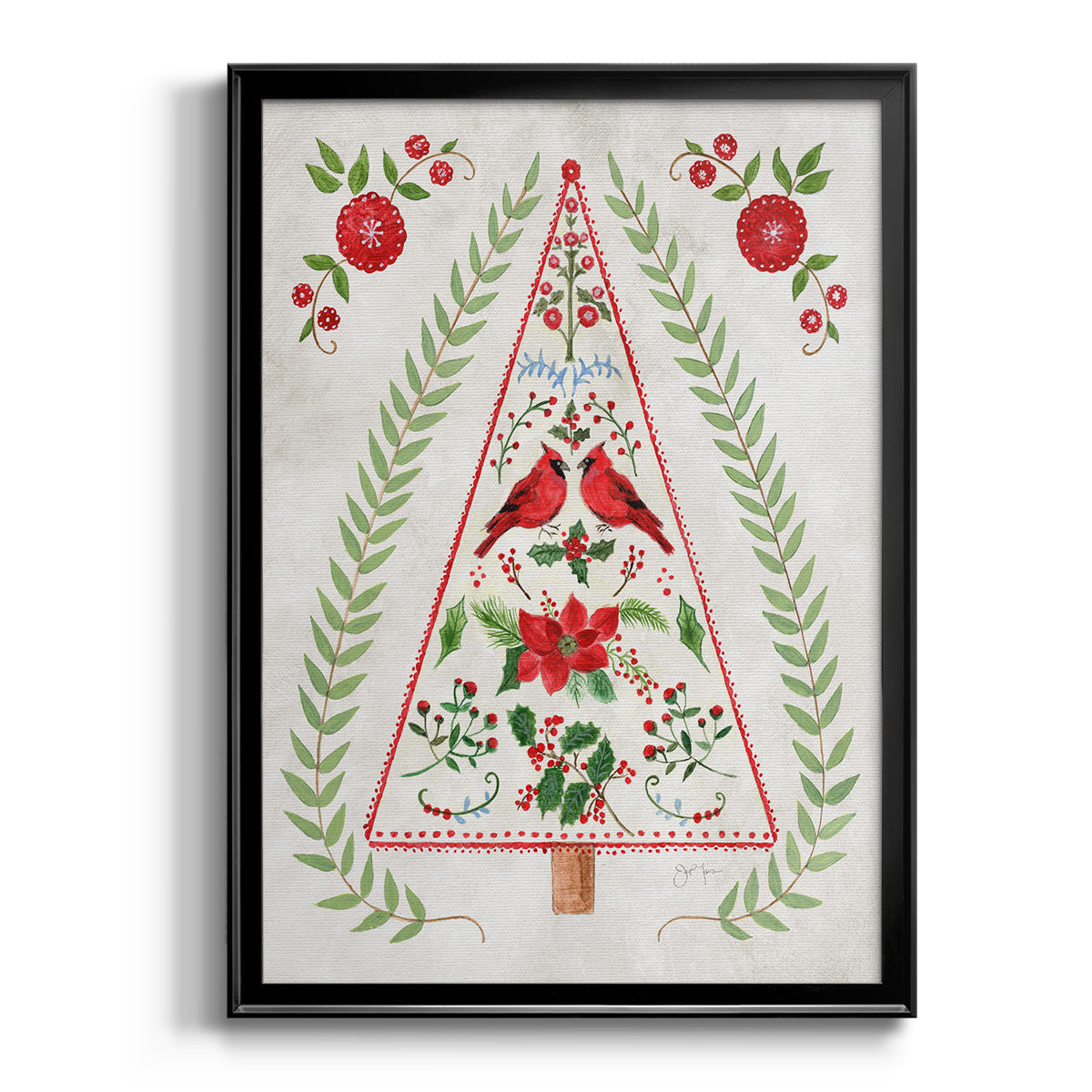 Christmas Folk Tree Premium Framed Print - Ready to Hang