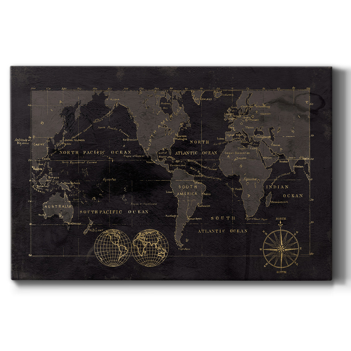 Black Gold Map - Canvas Art Print
